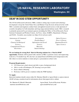 国防部聋人 STEM 机会 - 美国海军研究实验室